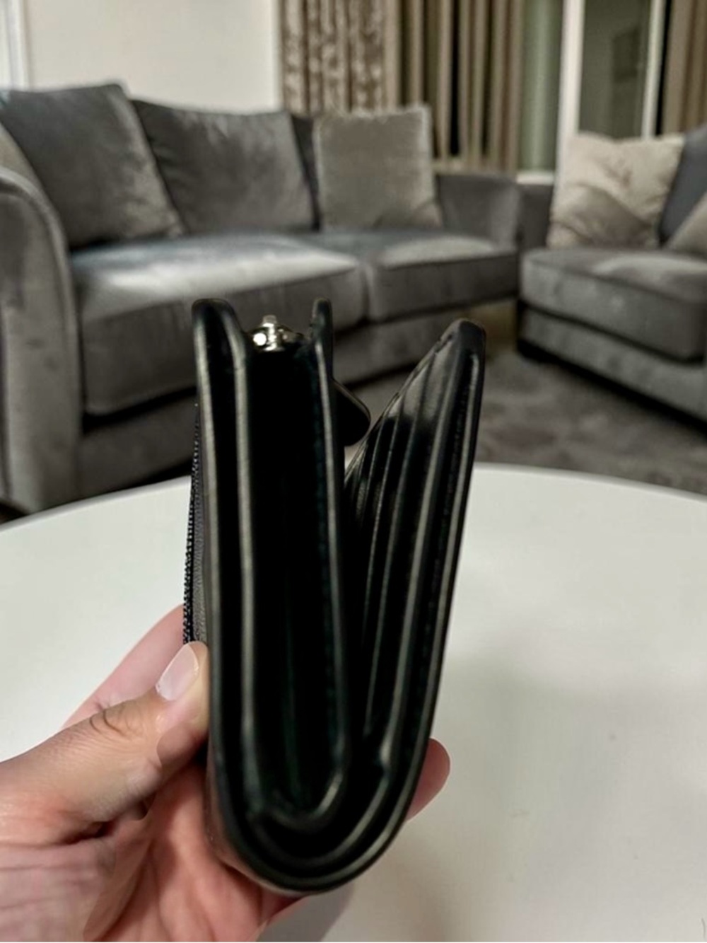 Coach Medium Corner Zip Wallet – Signature Canvas Black Smoke/Black - Picture 4 of 4